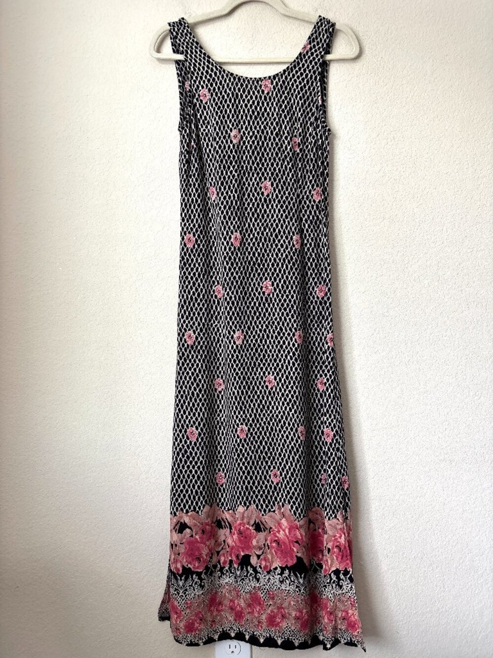 Vintage 90s Y2K Floral Printed Tie Back Maxi Dress Grunge Boho